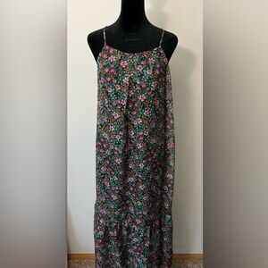 NWT Melloday Halterneck Sleeveless Maxi Dress Black Magenta Floral Size Medium
